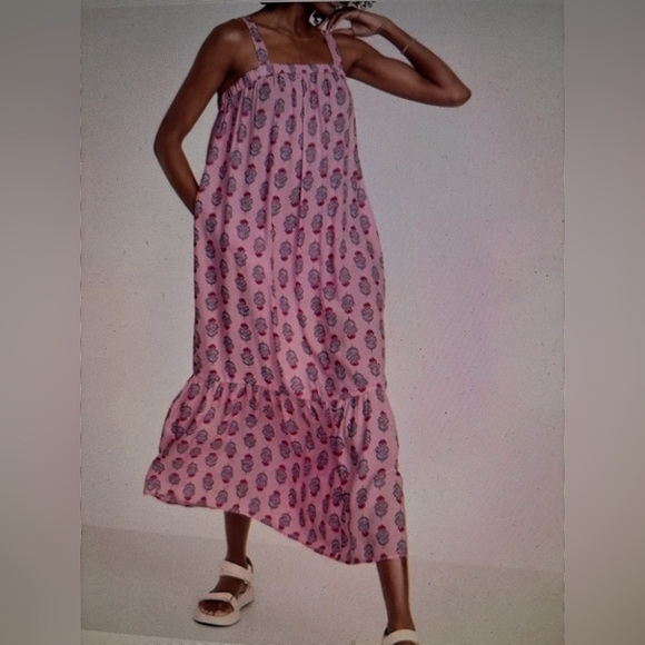 NEW Old Navy Pink Square Neck Tie-Back Cutout Floral Maxi Swing Size 3X Dress - Picture 9 of 10